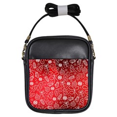 Christmas Pattern Red Girls Sling Bag by uniart180623