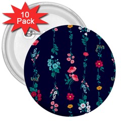 Flowers Pattern Bouquets Colorful 3  Buttons (10 Pack)  by uniart180623