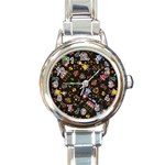 Cartoon Texture Round Italian Charm Watch Front