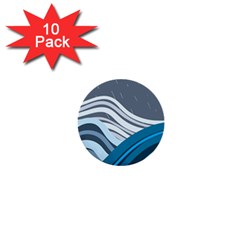 Waves Ink Abstract Texture Art 1  Mini Buttons (10 Pack)  by uniart180623