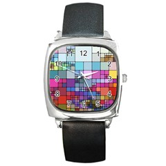 To Dye Abstract Visualization Square Metal Watch by uniart180623