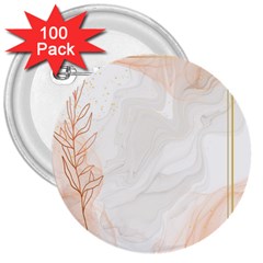 Leaves Marble Frame Background 3  Buttons (100 Pack)  by uniart180623