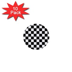 Black White Checker Pattern Checkerboard 1  Mini Buttons (10 Pack)  by uniart180623