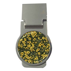 Sunflowers Yellow Flowers Flowers Digital Drawing Money Clips (round)  by Simbadda