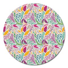 Leaves Colorful Leaves Seamless Design Leaf Magnet 5  (round) by Simbadda