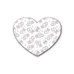 Cute Pattern With Easter Bunny Egg Rubber Heart Coaster (4 pack) Front