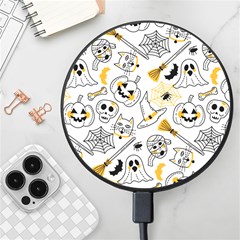 Funny Hand Drawn Halloween Pattern Wireless Fast Charger(black) by Simbadda