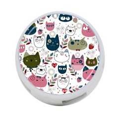 Pattern With Cute Cat Heads 4-port Usb Hub (one Side) by Simbadda