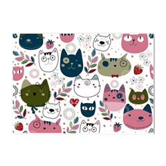 Pattern With Cute Cat Heads Crystal Sticker (a4) by Simbadda