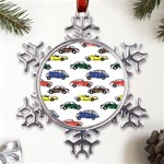 Cars Pattern Metal Large Snowflake Ornament Front