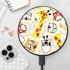 Vector Seamless Pattern Nice Animals Cartoon Wireless Fast Charger(black) by Simbadda