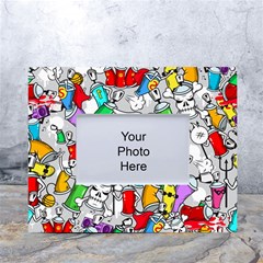 Graffiti Characters Seamless Pattern White Tabletop Photo Frame 4 x6  by Simbadda