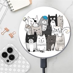 Cute Cat Hand Drawn Cartoon Style Wireless Fast Charger(white) by Simbadda