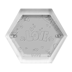 Hand Drawn Valentines Day Element Collection Hexagon Wood Jewelry Box by Simbadda