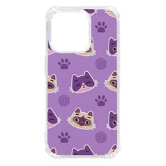 Cute-colorful-cat-kitten-with-paw-yarn-ball-seamless-pattern Iphone 14 Pro Tpu Uv Print Case by Simbadda