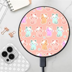 Cute-kawaii-kittens-seamless-pattern Wireless Fast Charger(black) by Simbadda