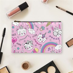 Beautiful-cute-animals-pattern-pink Cosmetic Bag (medium) by Simbadda