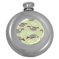 Sloths-pattern-design Round Hip Flask (5 Oz) by Simbadda