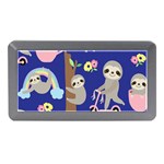 Hand-drawn-cute-sloth-pattern-background Memory Card Reader (Mini) Front