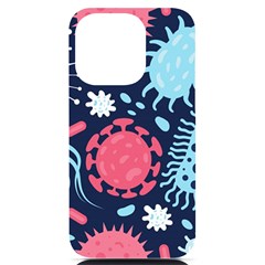 Seamless-pattern-microbes-virus-vector-illustration Iphone 14 Pro Black Uv Print Case by Simbadda