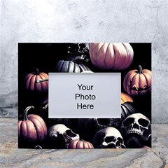 Halloween Party Skulls, Demonic Pumpkins Pattern White Tabletop Photo Frame 4 x6  by Casemiro