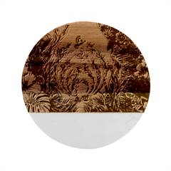 Monkey Tiger Bird Parrot Forest Jungle Style Marble Wood Coaster (round) by Grandong