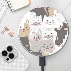 Cute Cats Seamless Pattern Wireless Fast Charger(white) by Bangk1t