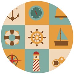 Nautical Elements Collection Wooden Puzzle Round by Bangk1t