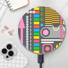 Pattern Geometric Abstract Colorful Arrows Lines Circles Triangles Wireless Fast Charger(white) by Bangk1t