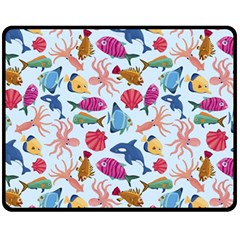 Sea Creature Themed Artwork Underwater Background Pictures Fleece Blanket (medium) by Bangk1t