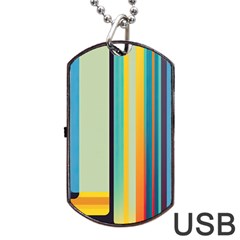 Colorful Rainbow Striped Pattern Stripes Background Dog Tag Usb Flash (two Sides) by Bangk1t