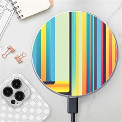 Colorful Rainbow Striped Pattern Stripes Background Wireless Fast Charger(white) by Bangk1t