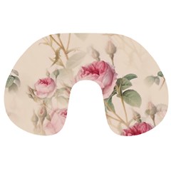 Roses Plants Vintage Retro Flowers Pattern Travel Neck Pillow by Bangk1t