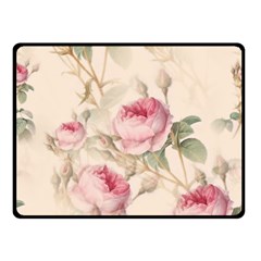 Roses Plants Vintage Retro Flowers Pattern Two Sides Fleece Blanket (small) by Bangk1t