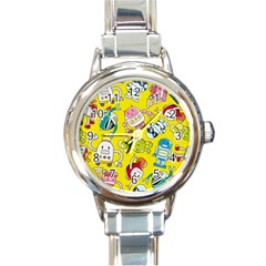 Robot Pattern Round Italian Charm Watch by Grandong