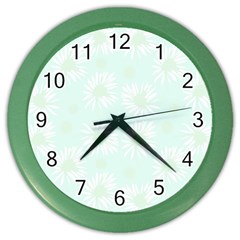 Mazipoodles Bold Daisies Spearmint Color Wall Clock by Mazipoodles