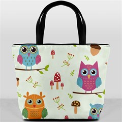 Forest-seamless-pattern-with-cute-owls Bucket Bag by pakminggu