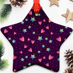 Colorful-stars-hearts-seamless-vector-pattern Ornament (star) by pakminggu