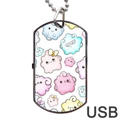 Cute-doodle-cartoon-seamless-pattern Dog Tag Usb Flash (two Sides) by pakminggu