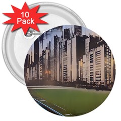 Building City Urban Path Road Skyline 3  Buttons (10 Pack)  by uniart180623