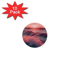 Ocean Waves Sunset 1  Mini Buttons (10 Pack)  by uniart180623