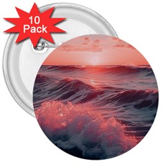 Ocean Waves Sunset 3  Buttons (10 Pack)  by uniart180623