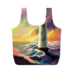 Lighthouse Colorful Abstract Art Full Print Recycle Bag (m) by uniart180623