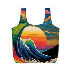 Waves Rainbow Sea Full Print Recycle Bag (m) by uniart180623