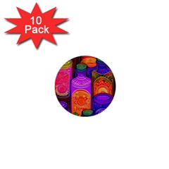 Bottles Colorful 1  Mini Buttons (10 Pack)  by uniart180623