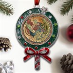 Wings-feathers-cubism-mosaic Metal X Mas Lollipop with Crystal Ornament Front