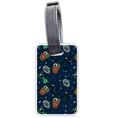 Monster Alien Pattern Seamless Background Luggage Tag (one Side) by pakminggu