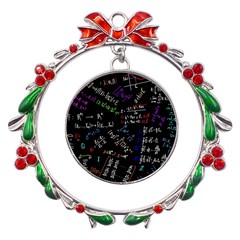 Mathematics  Physics Maths Math Pattern Metal X mas Wreath Ribbon Ornament by pakminggu