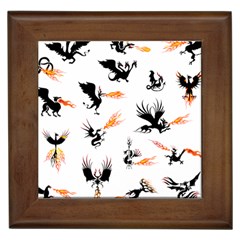 Dragon-phoenix-fire-bird-ancient Framed Tile by Cowasu