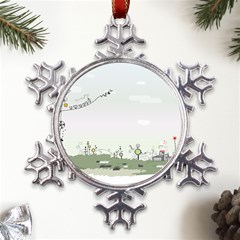 Abstract-background-children Metal Large Snowflake Ornament by Cowasu